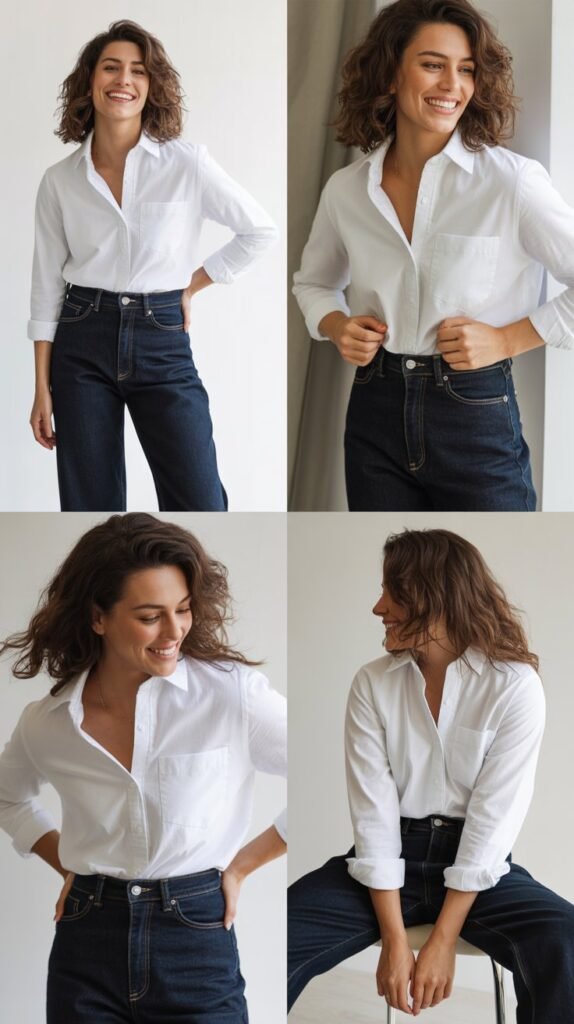 Crisp White Shirt and Dark Denim
