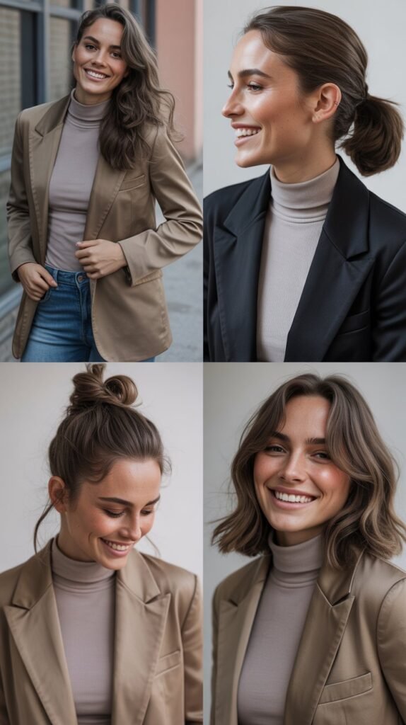 Layered Blazer with Turtleneck and Jeans