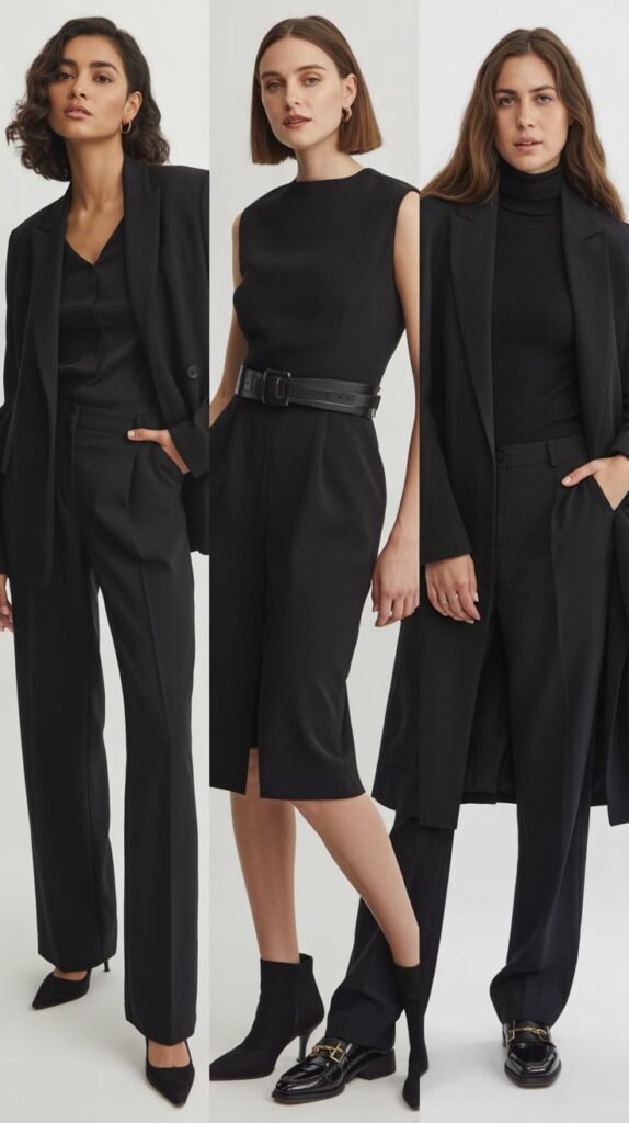  Monochromatic All-Black Office Look