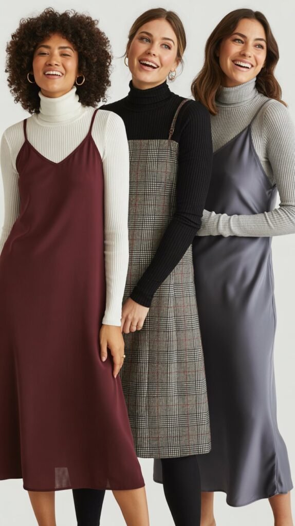 Layered Turtleneck Under Dress