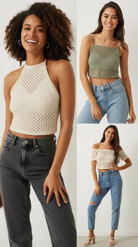  Crochet Top and Denim Combo