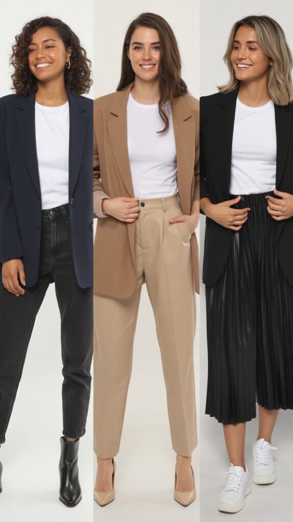 The Classic Blazer and White Tee Combination