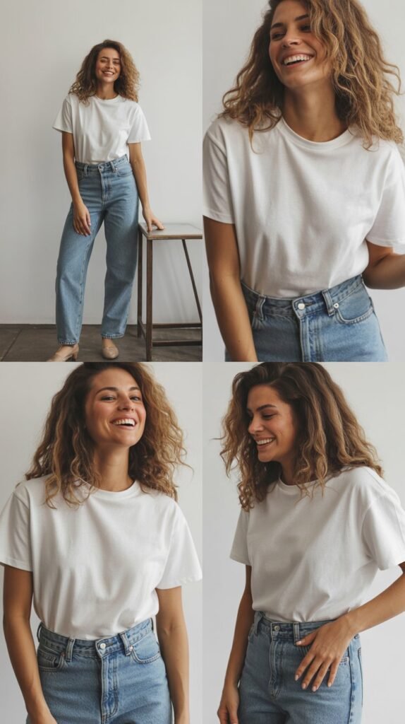 Classic White Tee and High-Waisted Jeans