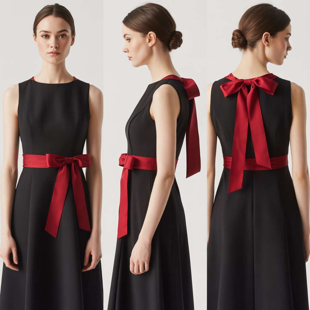 Red Ribbon Bow with Little Black Dress