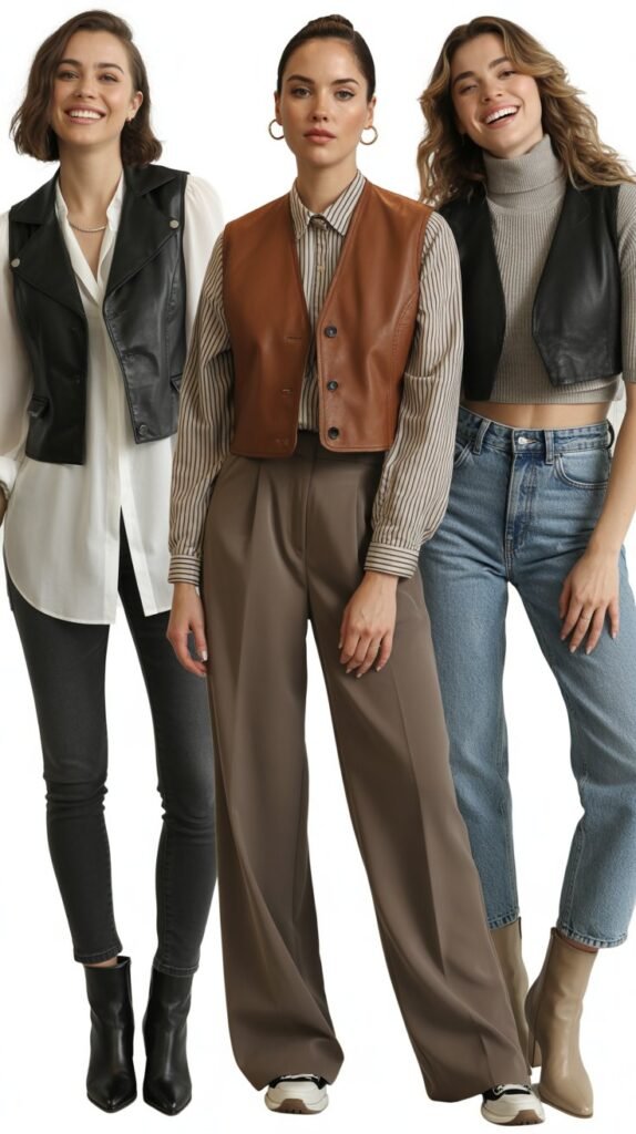 Leather Vest Layering Look