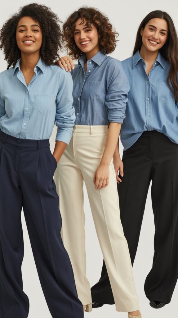 Chambray Shirt with Tailored Trousers