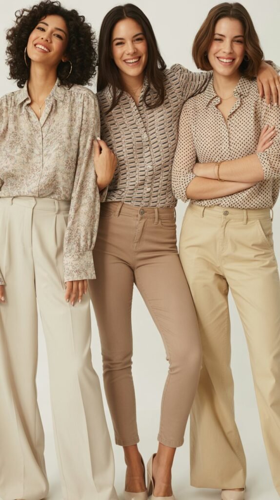 Printed Blouse with Neutral Bottoms