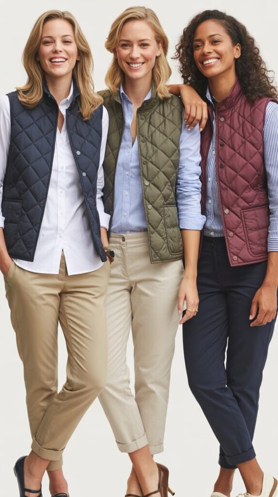 Quilted Vest over Button-Down with Chinos