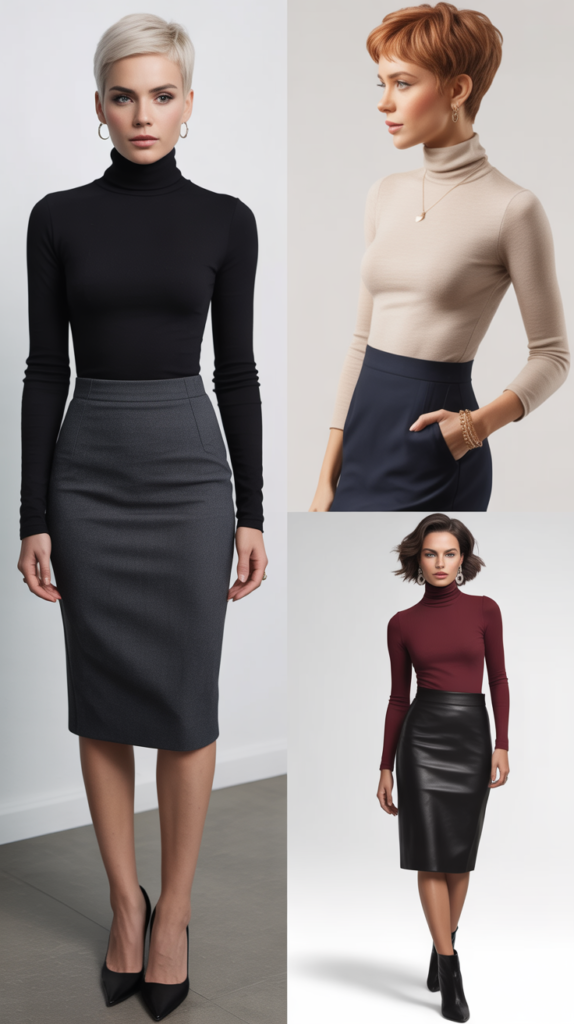 Pencil Skirt with Fitted Turtleneck