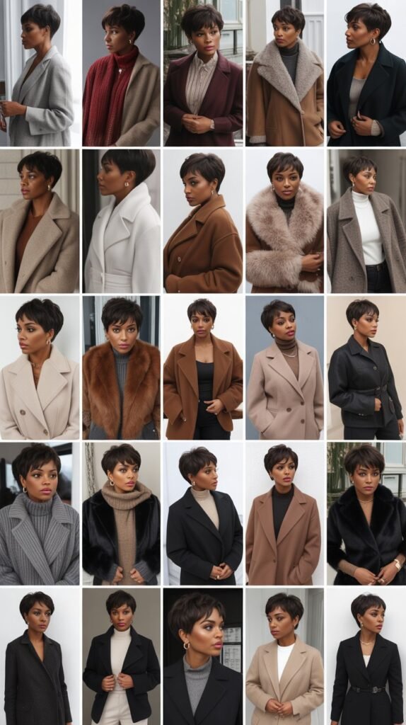 26 Cold-Weather Winter Outfits for Black Women With Pixie Cuts