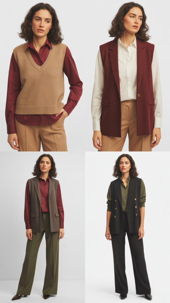 Long Sleeve Shirt Under Sweater Vest