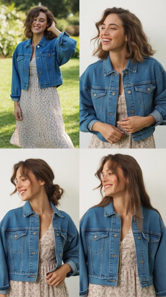  Denim Jacket Over Floral Dress