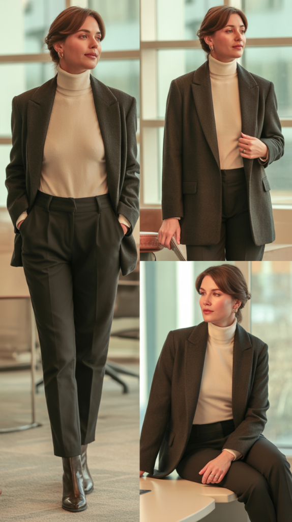 The Classic Turtleneck and Blazer Combination