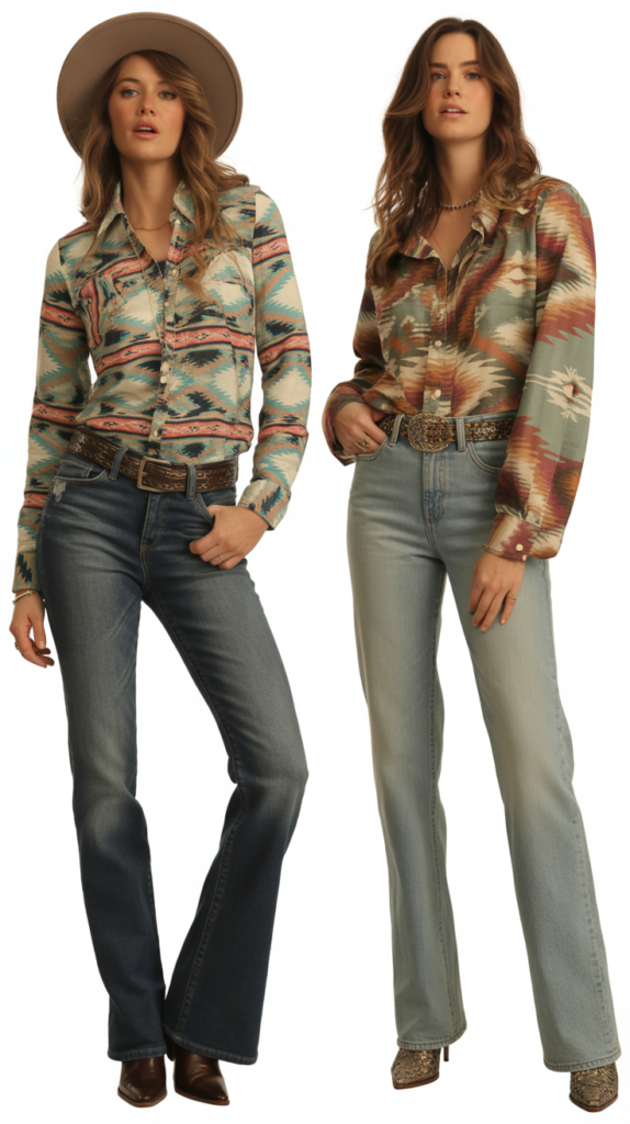 Jeans with Southwestern Pattern Top