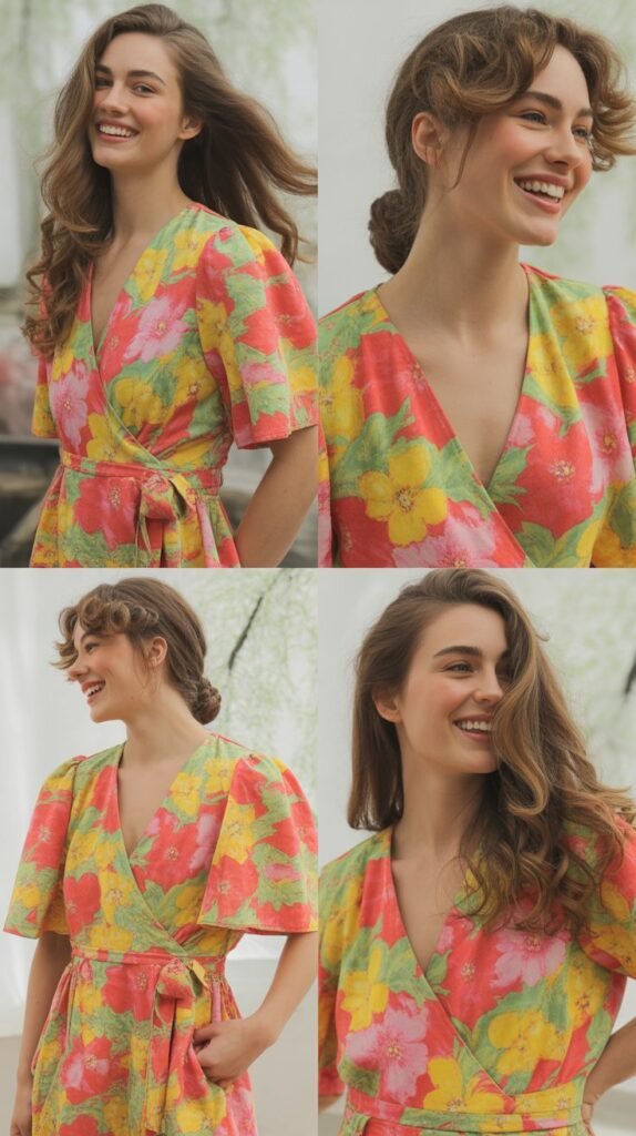 Wrap Dress in Bright Spring Florals