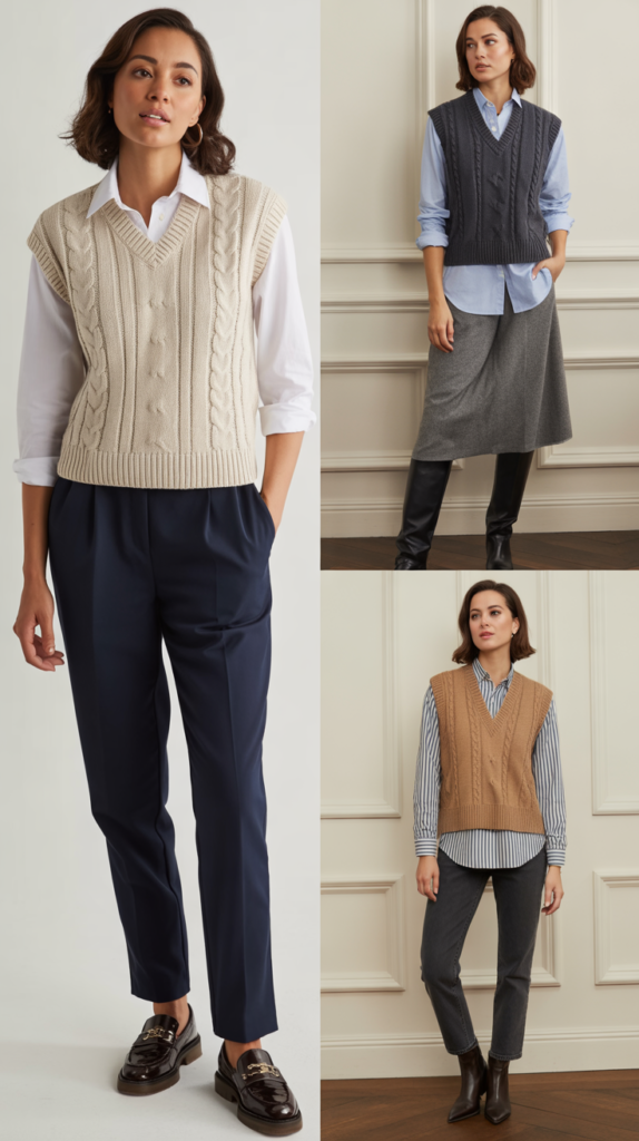 Sweater Vest Layered Over Button-Down