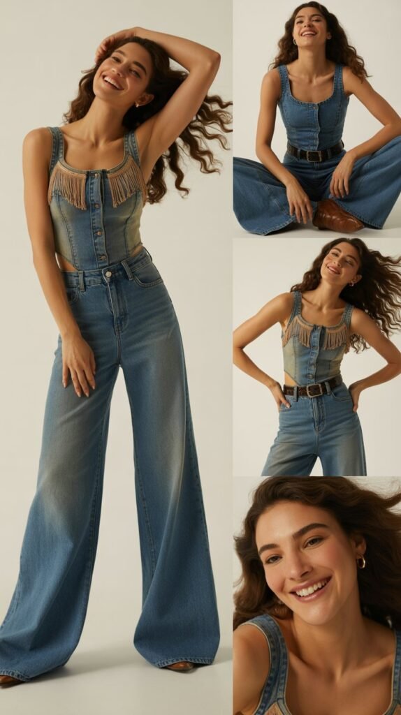  Wide Leg Jeans With Western Bodysuit