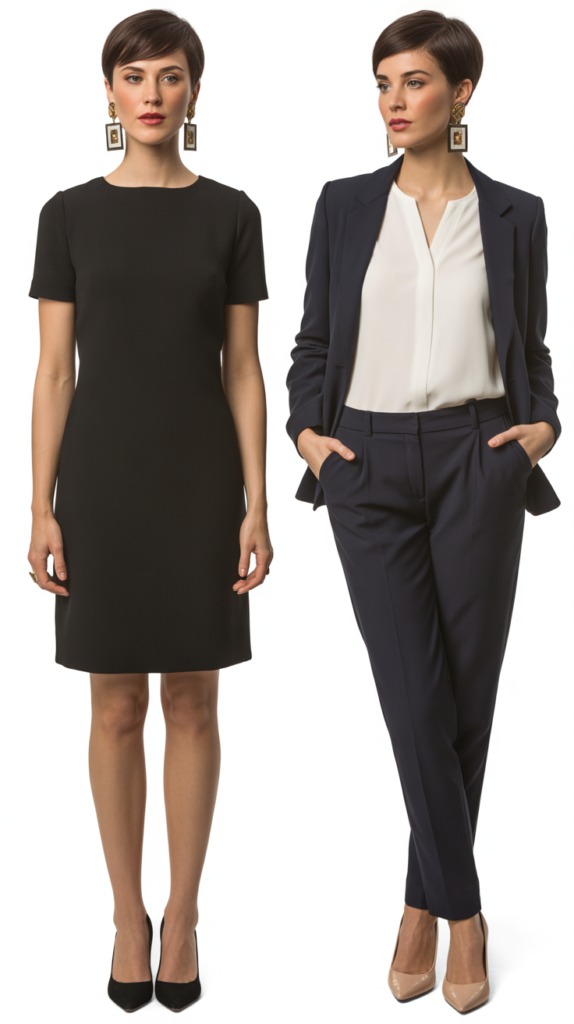 Statement Earrings With Simple Sheath Dress