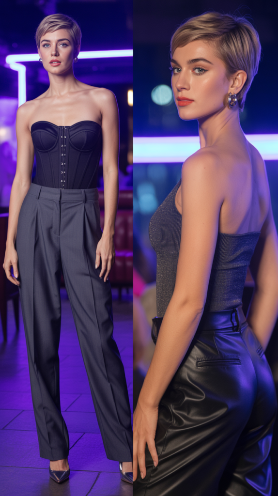 Corset Top with Tailored Trousers