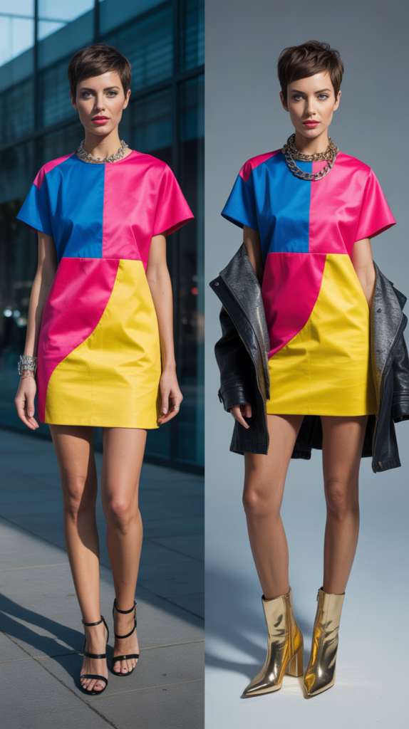 Color-Blocked Mini Dress