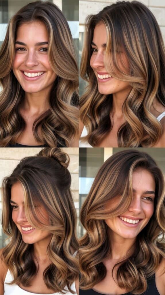 Classic Caramel Highlights on Medium Brown Hair