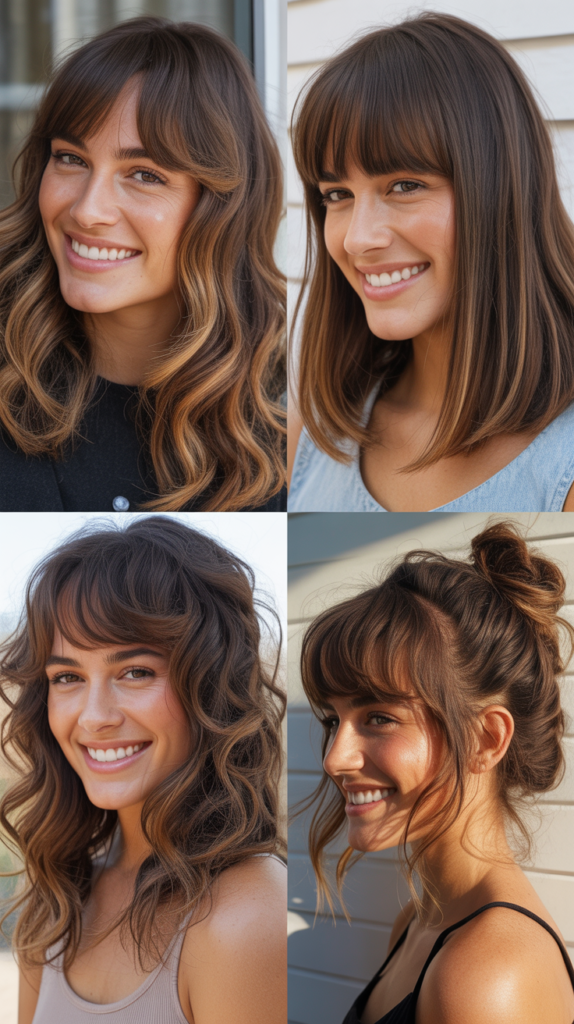 Caramel Highlights and Bangs