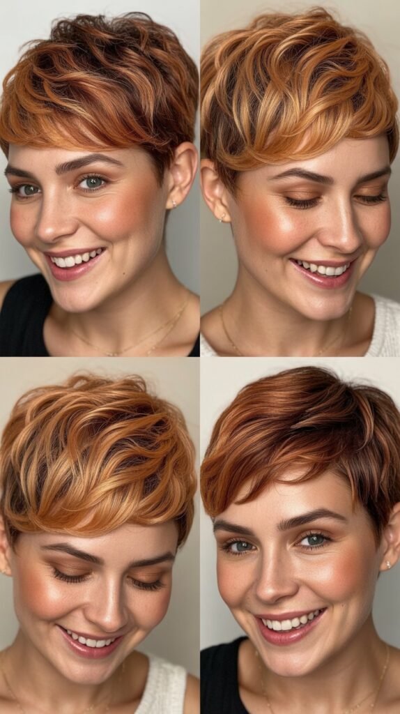 Textured Pixie With Copper and Gold Mix