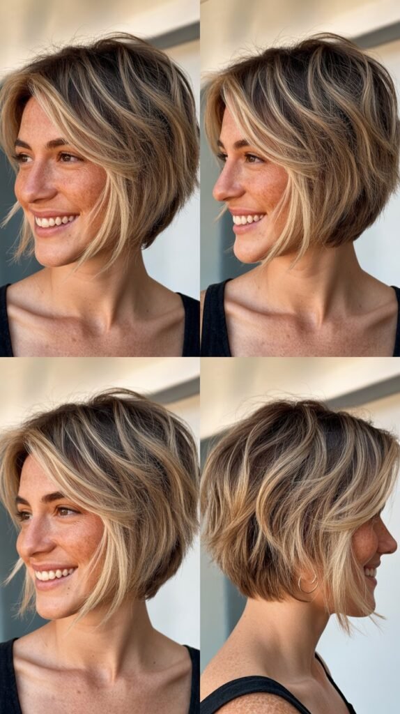 Piecey Bob With Vanilla Blonde Highlights