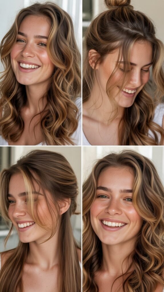 Warm Brown with Strawberry Blonde Highlights