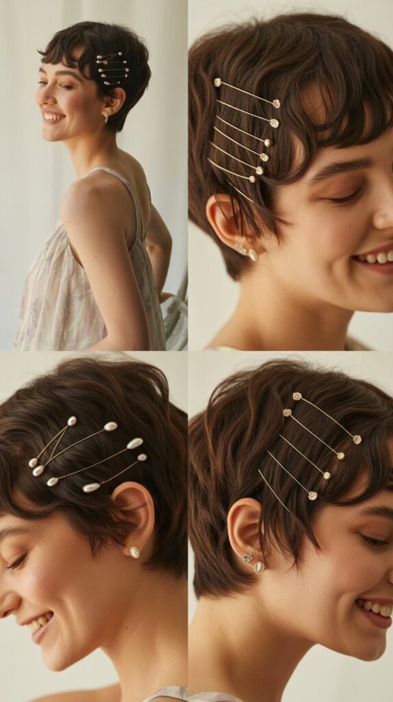 The Pixie with Hair Jewelry and Metallic Accents