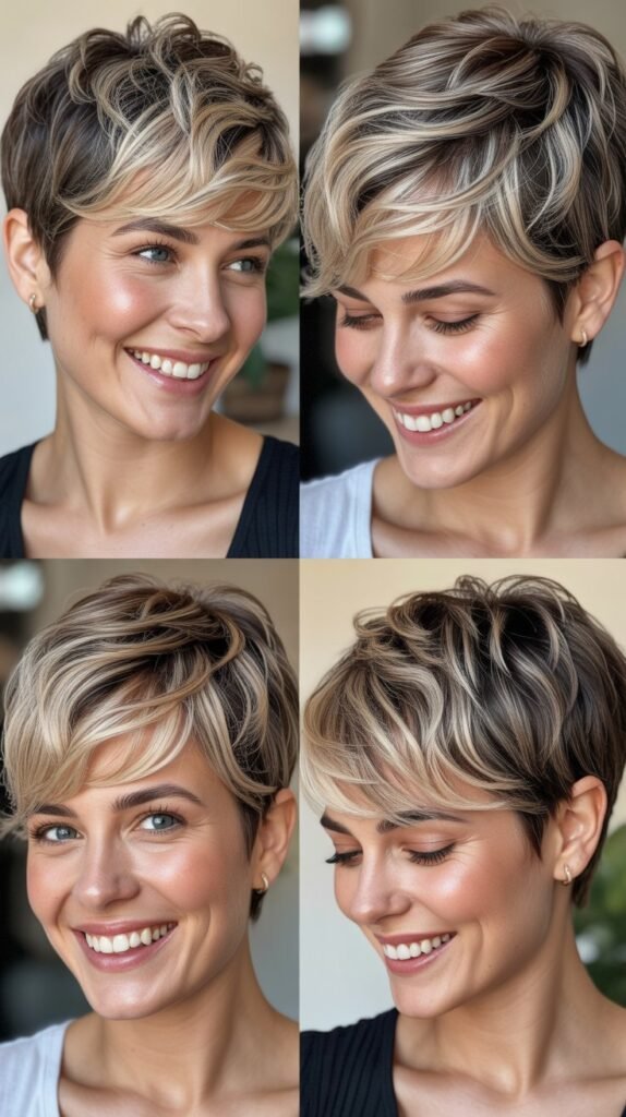  Choppy Pixie With Money Piece Highlights