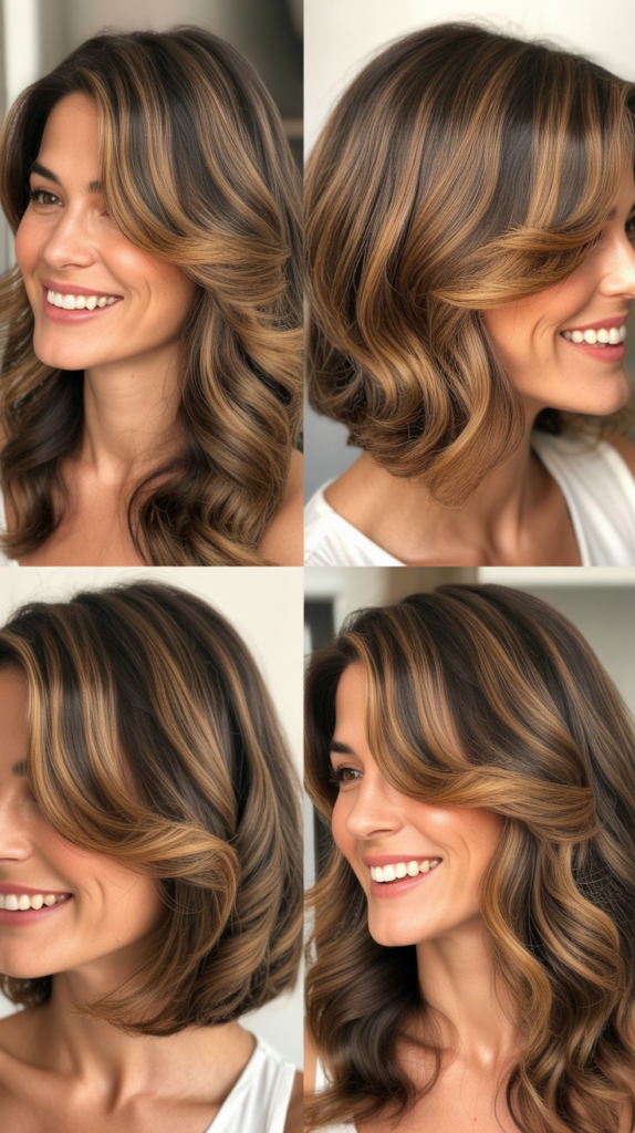 Caramel Highlights and Age-Appropriate Styling