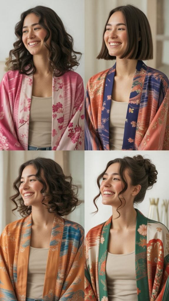 Colorful Kimono over Simple Base