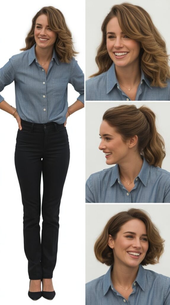 Chambray Shirt with Black Pants