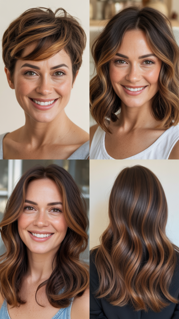 Brown Highlights for Different Hair Lengths