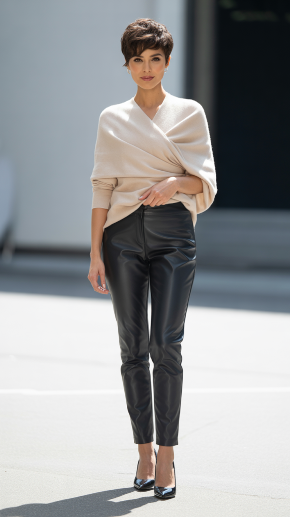 Leather Pants with Cashmere Sweater