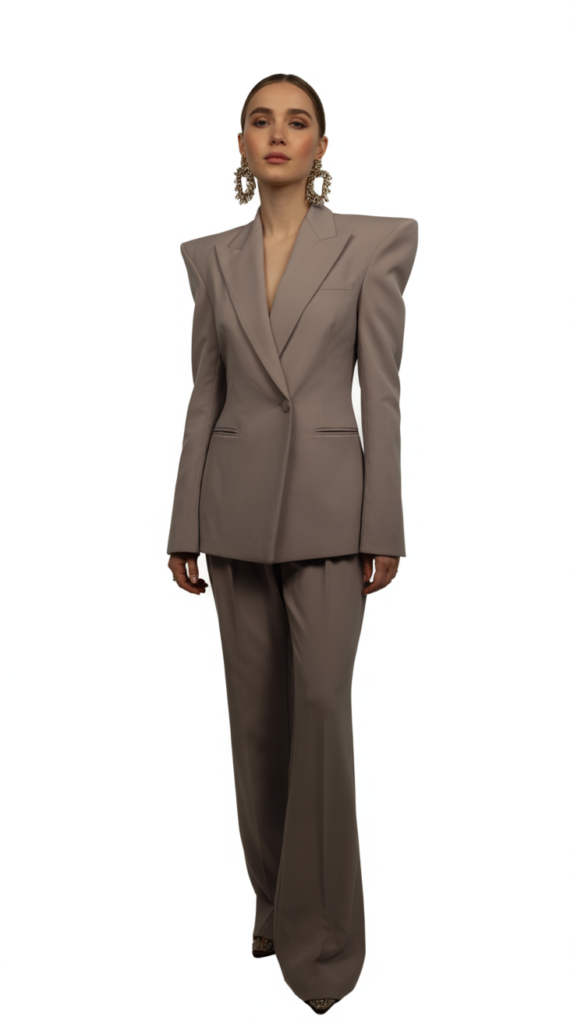 Structured Blazer with Statement Earrings