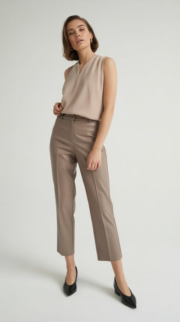 Cropped Pants with Pointed-Toe Flats