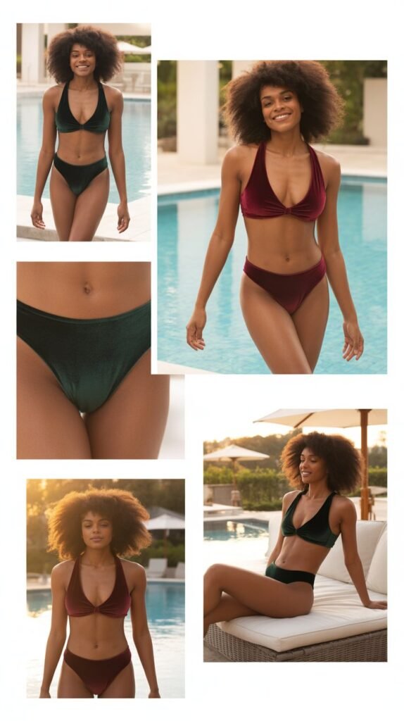 Velvet Bikini for Luxe Poolside Lounging