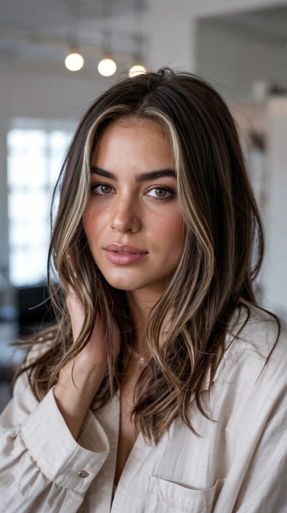 Ash Blonde Money Piece for Cool-Toned Brunettes