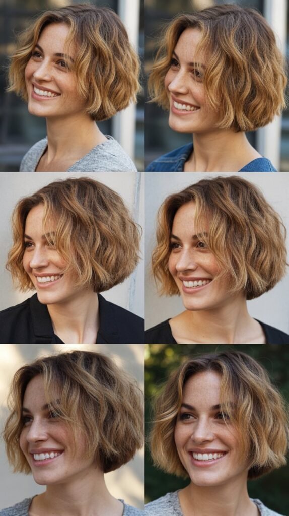 Tousled Bob With Golden Highlights