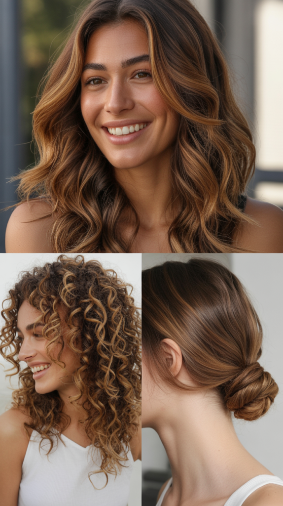 Caramel Highlights for Curly Hair