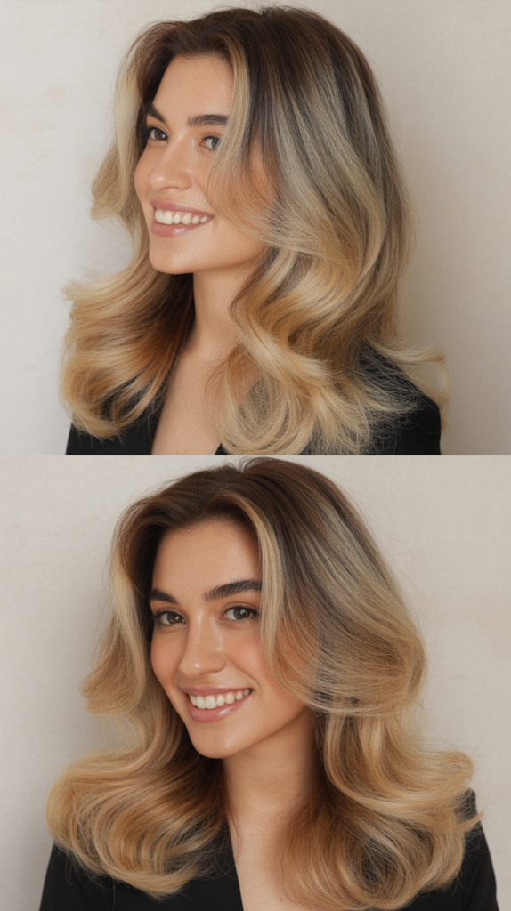 Buttery Blonde With Melted Roots