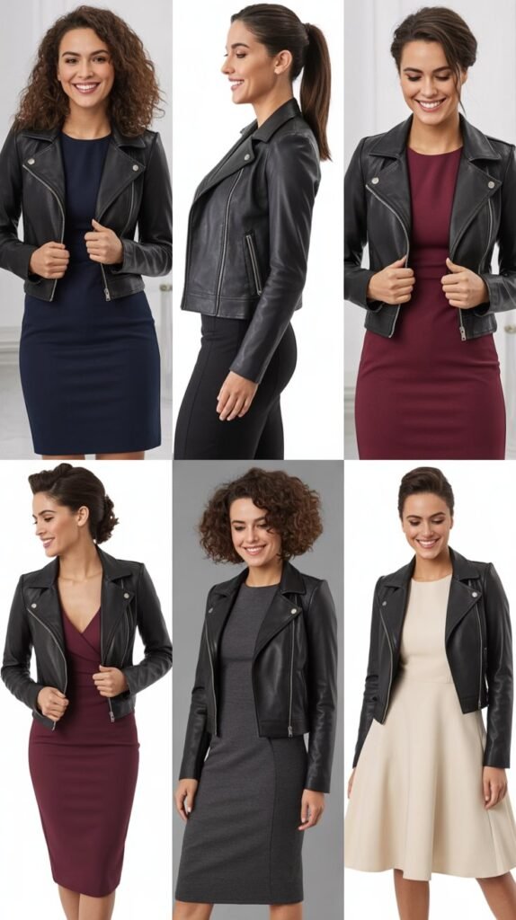 Leather Jacket and Professional Dress