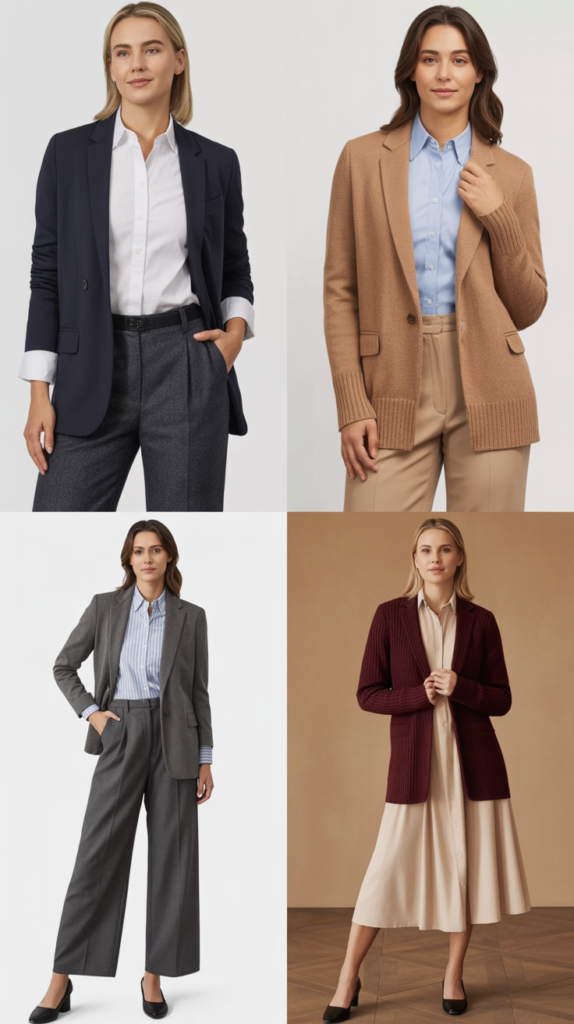 Sweater Blazer Over Dress Shirt