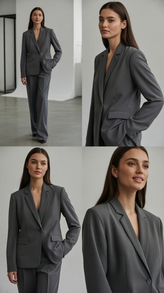 Monochromatic Power Suit in Charcoal Gray
