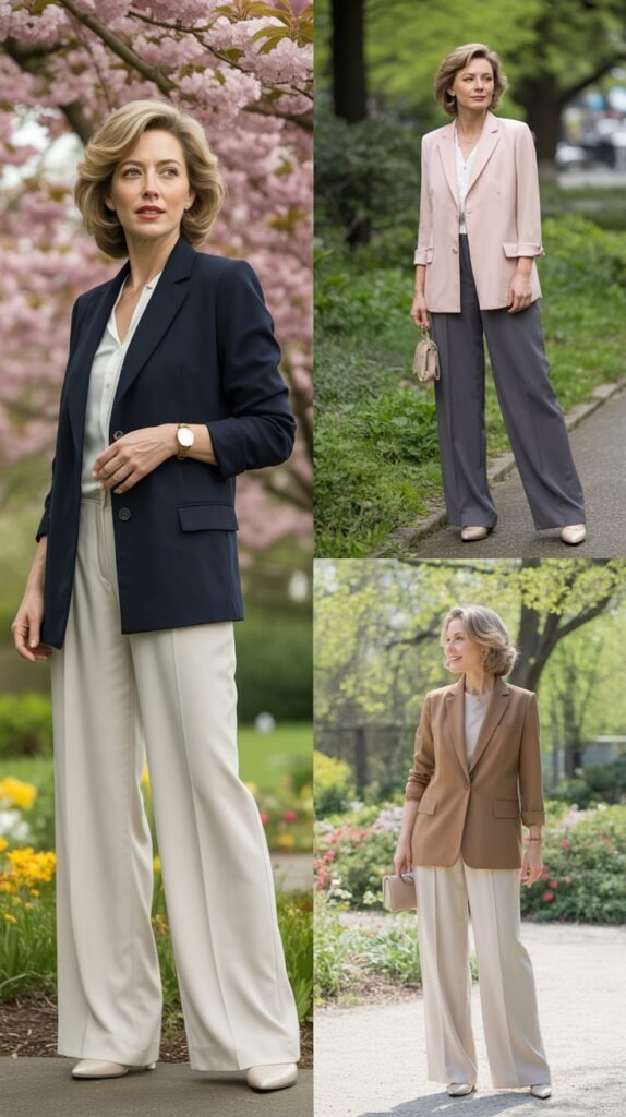 The Classic Blazer and Wide-Leg Trouser Combination