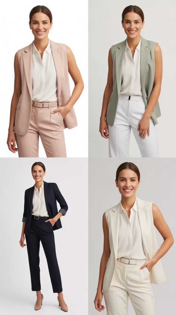 Sleeveless Blouse with Blazer