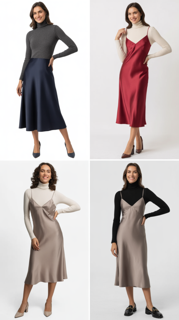 Turtleneck Under Slip Dress