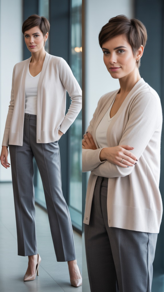 Peplum Top With Straight-Leg Pants